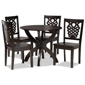 Baxton Studio Wanda Modern and Contemporary Transitional Dark Brown Finished Wood 5-Piece Dining Set